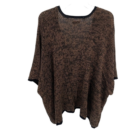 Soft Surrounding womens Knit Crochet Casual Cape One Size brown black - Picture 2 of 10